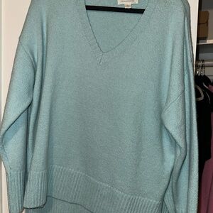 Women's Light Blue V-Neck Sweater